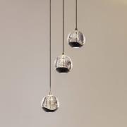 Lucande LED-Pendellampe Hayley, schwarz, 3-flg., Glas