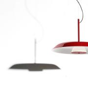 Oluce LED-Hängelampe Iride, Ø 55 cm, rot, Metall, Glas