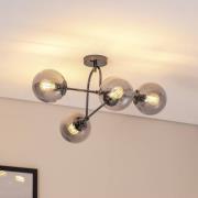 Deckenlampe Portemo, rauchgrau/nickel, 83x74 cm, 4-flg. Glas