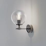 Wandleuchte Portemo, rauchgrau/nickel, Höhe 27 cm, Glas