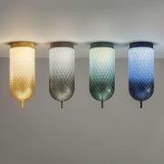 OLEV LED-Deckenlampe Curuba, blau, Glas, Höhe 40 cm, 2.700 K