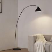 Lindby Bogenlampe Triangolo, schwarz, Höhe 195cm, Metall E27