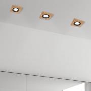 Deckeneinbaulampe Tobby, 10 x 10 cm, 3er-Set Eichenholz GU10