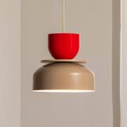 Hängeleuchte Uto, beige/rot, Metallschirm