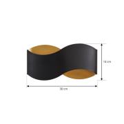 Lindby Wandleuchte Dailin, schwarz/gold, 30 cm, Metall