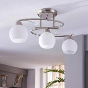 Lindby Deckenlampe Svean, 3fl, nickel/weiß, Glas, Länge 60cm