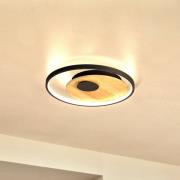 LED-Deckenlampe Marit, Ø 40 cm, sandschwarz, Metall/Holz