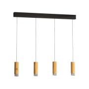 LED-Pendellampe Shine-Wood, 100 cm, Eiche/schwarz, 4-flg.