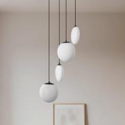 Lucande Hängeleuchte Lunelle, schwarz, Glas, 4-flg., Ø 40 cm