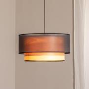 Euluna Hängeleuchte Cedrik, Organza schwarz, Eschenfurnier