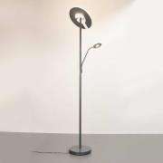 LED-Stehleuchte Dent, sandgrau, 180 cm, Metall, CCT, 2-flg.