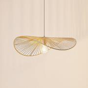 Lindby Hängeleuchte Valdorin, beige, Papier, Länge 75 cm