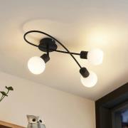 Lindby Deckenlampe Elaina, 54 cm, 3-flg., schwarz/weiß, E14