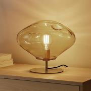 Lindby Tischleuchte Lelia, amber, Glas, Metall, Ø 35 cm