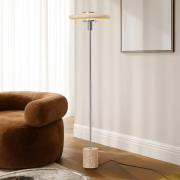 Lindby Stehleuchte Branford, Retro, beige, Metall/Travertin