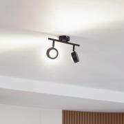 Lindby Strahler Jyla, schwarz, Linse, 3.000 K, 2-flg., GX53