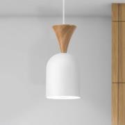 Pendellampe Nolan, Ø 11 cm, weiß/eiche, Metall/Holz