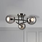 Deckenleuchte Malena, Ø 19 cm, rauchgrau, Glas/Metall 3-flg.