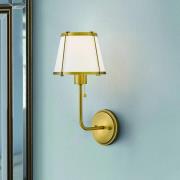 Wandleuchte Clarke 1, messing/beige, Leinen, Stahl