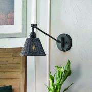 Wandleuchte Arti, schwarz/schwarz, Rattan, Stahl