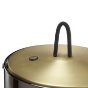 LED-Tischleuchte Lumeo, Ø 21 cm, messingfarben/rauchgrau