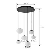Lucande LED-Hängeleuchte Tivar, 6-flg., schwarz/weiß, Glas