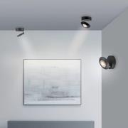 PURE LED-Deckenlampe Oculis, schwarz, Ø 15 cm, Eisen/Glas