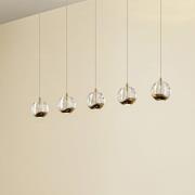 Lucande LED-Pendellampe Hayley, 96 cm, 5-flg., gold, Glas