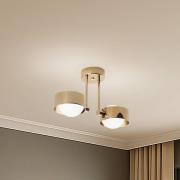 Deckenleuchte Mado, Stahl messingfarben, Glas opal, 2-fl.