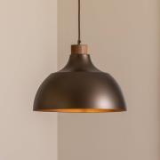 Envostar Hängeleuchte Kaitt, braun, Ø 34 cm, Holzdetail