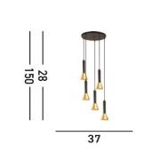 Hängelampe Signal, Ø 37 cm, schwarz/goldfarben Metall, 5-flg