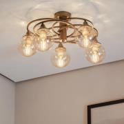 Deckenlampe Binah amber/antikgold 5-flg. Ø 60 cm Glas/Metall