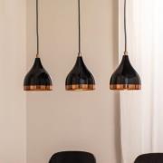 Hängeleuchte Yildo, Länge 65 cm, schwarz/kupfer, Metall