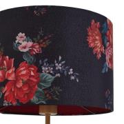 Lindby Tischleuchte Marula, gold, Blumenprint, Textil, E27