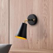 Wandleuchte Evander, schwarz/gold, Metall, Höhe 21 cm, E27