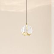Lucande LED-Pendellampe Hayley, Ø 9 cm, goldfarben, Glas