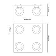 Deckenlampe Donika, 4-flammig eckig, Glas, Stahl, amber, G9