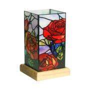 LED-Tischleuchte Art Light Rose, Holzsockel, Acryl, bunt