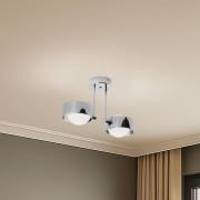 Deckenleuchte Mado, Stahl chromfarben, Glas opal, 2-flammig