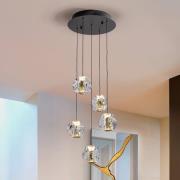 LED-Hängelampe Zaira, Ø 33 cm, schwarz/goldfarben, 5-flg.