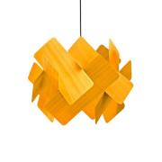 LZF Pendellampe Escape, gelb/nickelfarben, Ø 30 cm, Holz