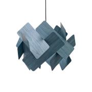 LZF Pendellampe Escape, blau/nickelfarben, Ø 30 cm, Holz