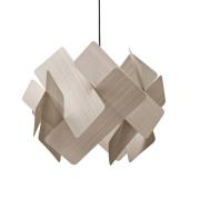 LZF Pendellampe Escape, grau/nickelfarben, Ø 30 cm, Holz