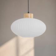 Hängeleuchte Harmony, Ø 25 cm, weiß/eiche, Glas/Holz