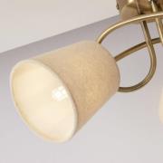 Deckenleuchte Waris, messing/creme, Textil/Metall, 3-flammig