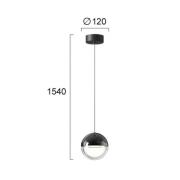 LED-Pendellampe Zirea, schwarz/chromfarben, Ø 12 cm, Metall