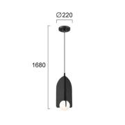 Hängelampe Fedora, Ø 22 cm, schwarz, Metall/Glas