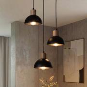 Pendellampe Seco, Ø 30 cm, schwarz, Metall/Holz, 3-flg.