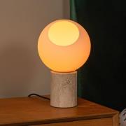 Tischlampe Davin, Höhe 26 cm, cremefarben/weiß, Stein/Glas