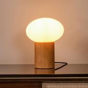 Tischleuchte Birtle, Höhe 38 cm, weiß/holz hell, Holz/Glas